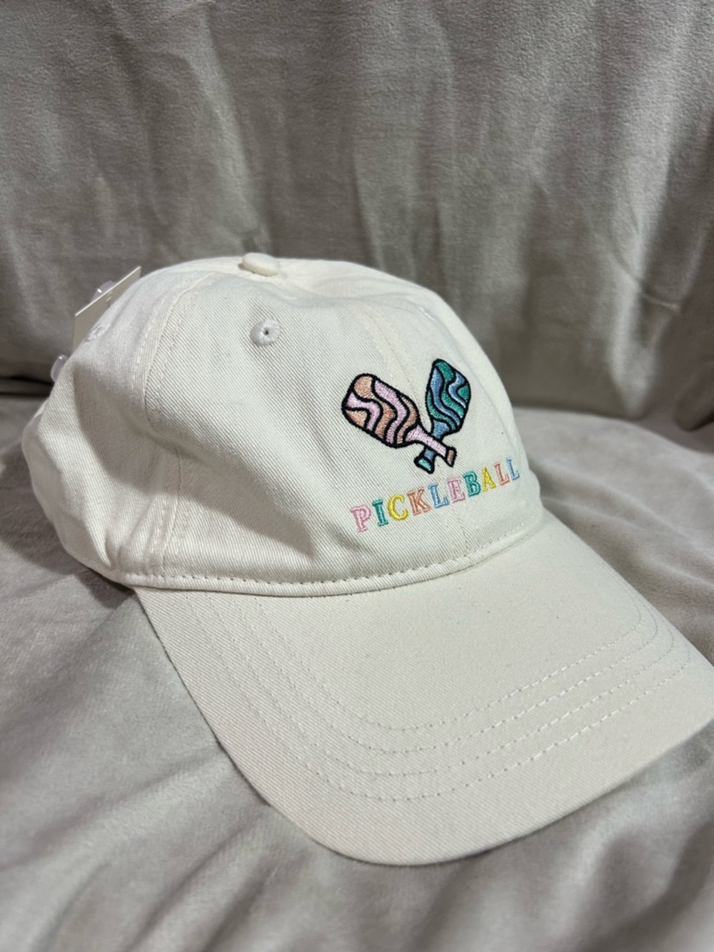 Cream Pickleball Embroidered Baseball Cap